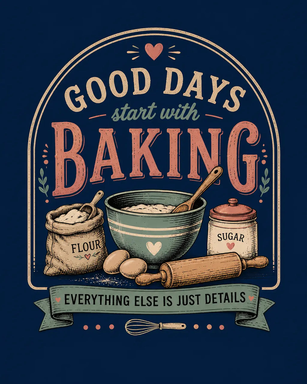 Good Days Start With Baking - Navy Blue Round Neck Baking T-shirt
