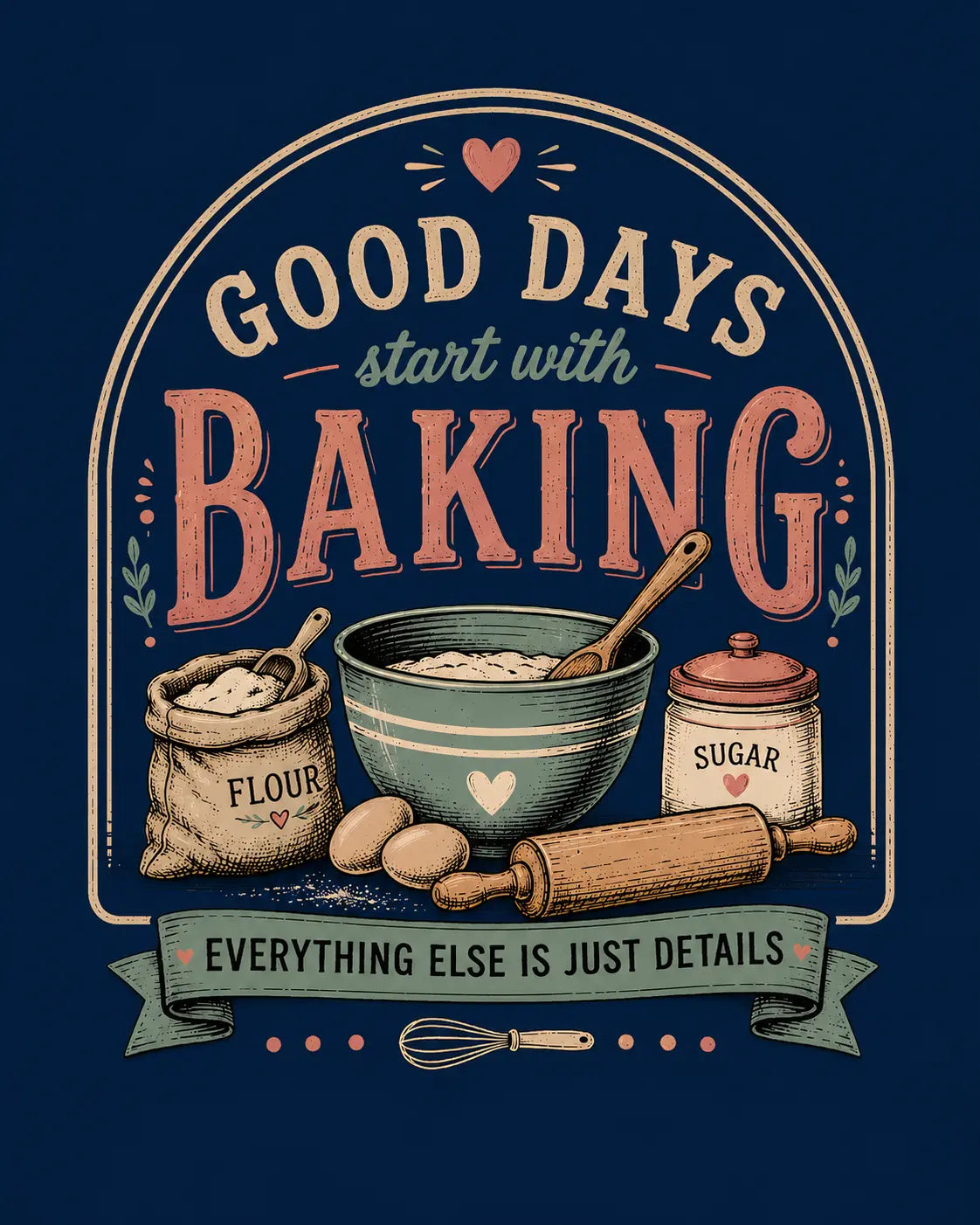 Good Days Start With Baking - Navy Blue Round Neck Baking T-shirt