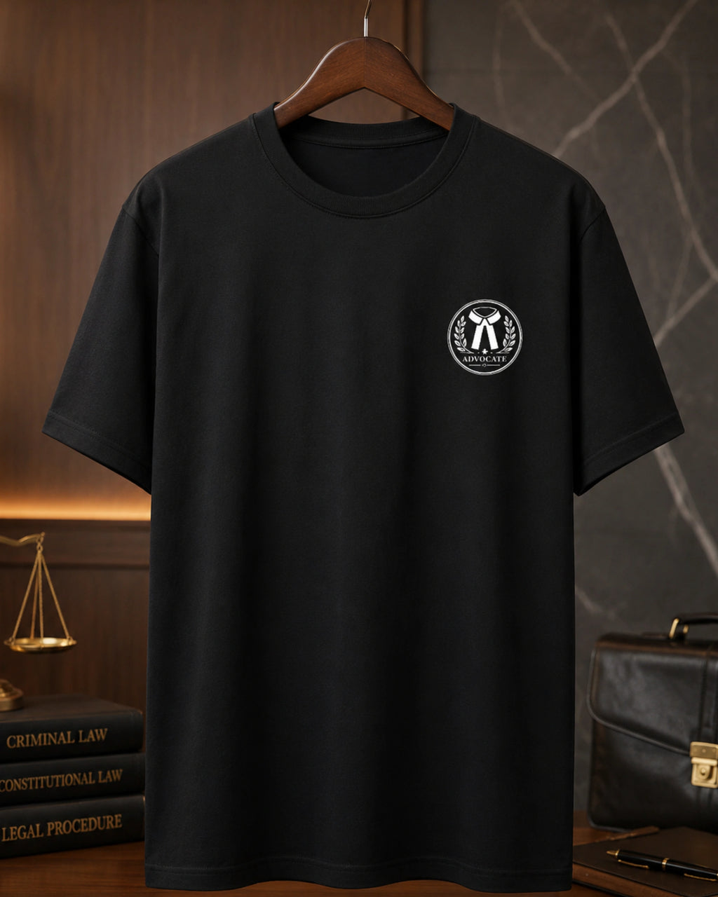 Advocate Logo - Black Round Neck Lawyer T-shirt
