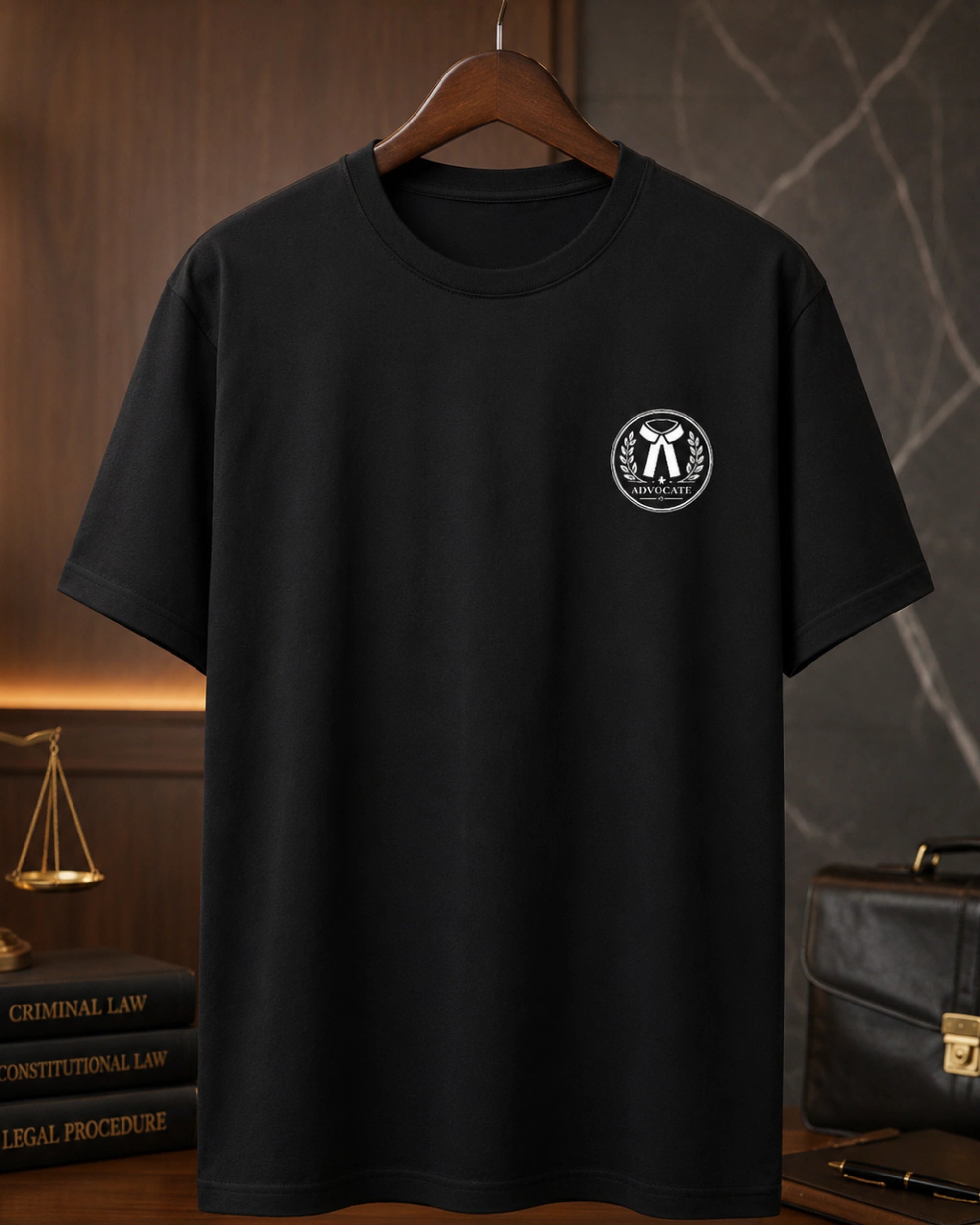 Advocate Logo - Black Round Neck Lawyer T-shirt