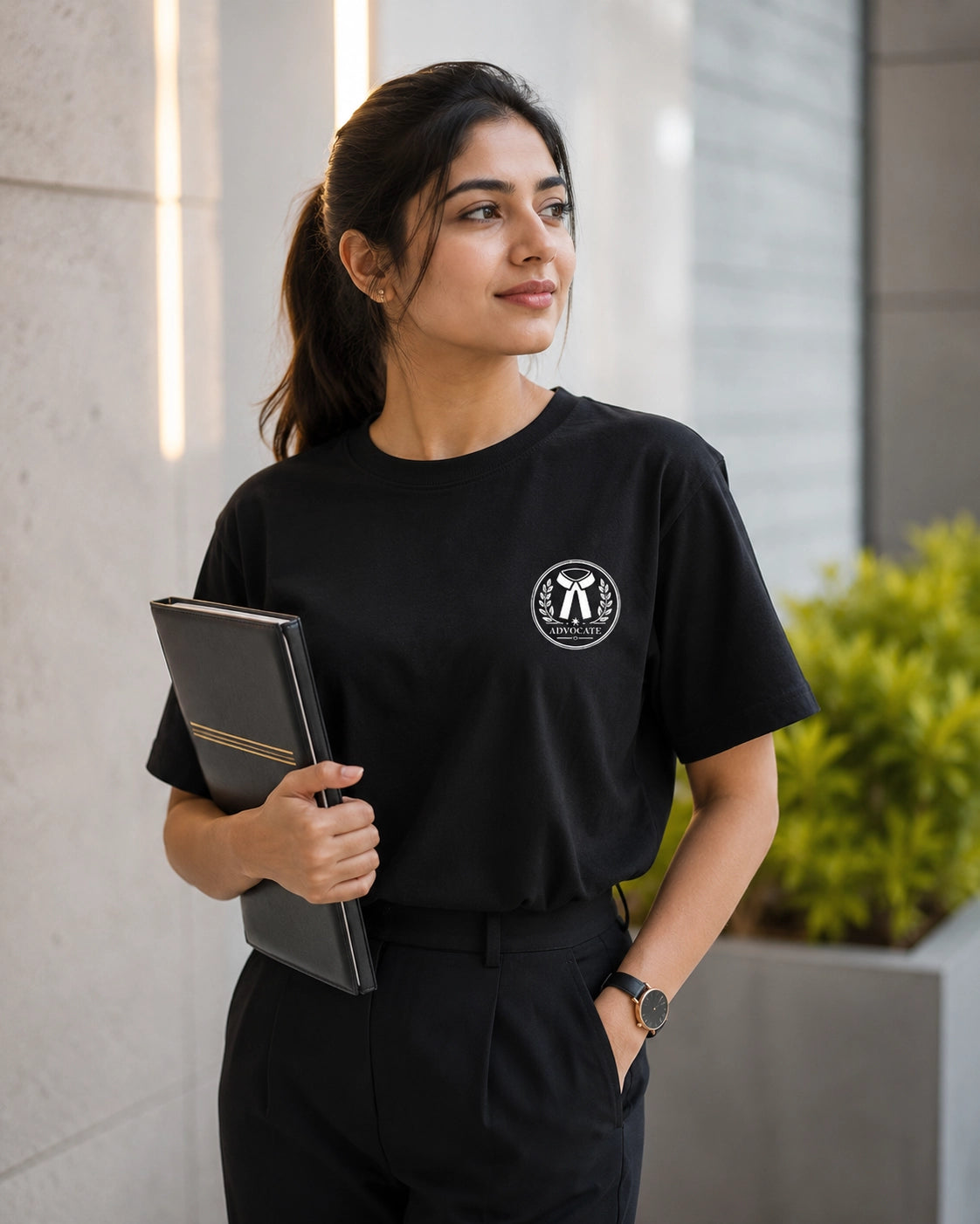 Advocate Logo - Black Round Neck Lawyer T-shirt