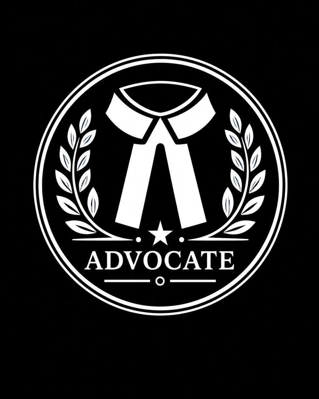 Advocate Logo - Black Round Neck Lawyer T-shirt