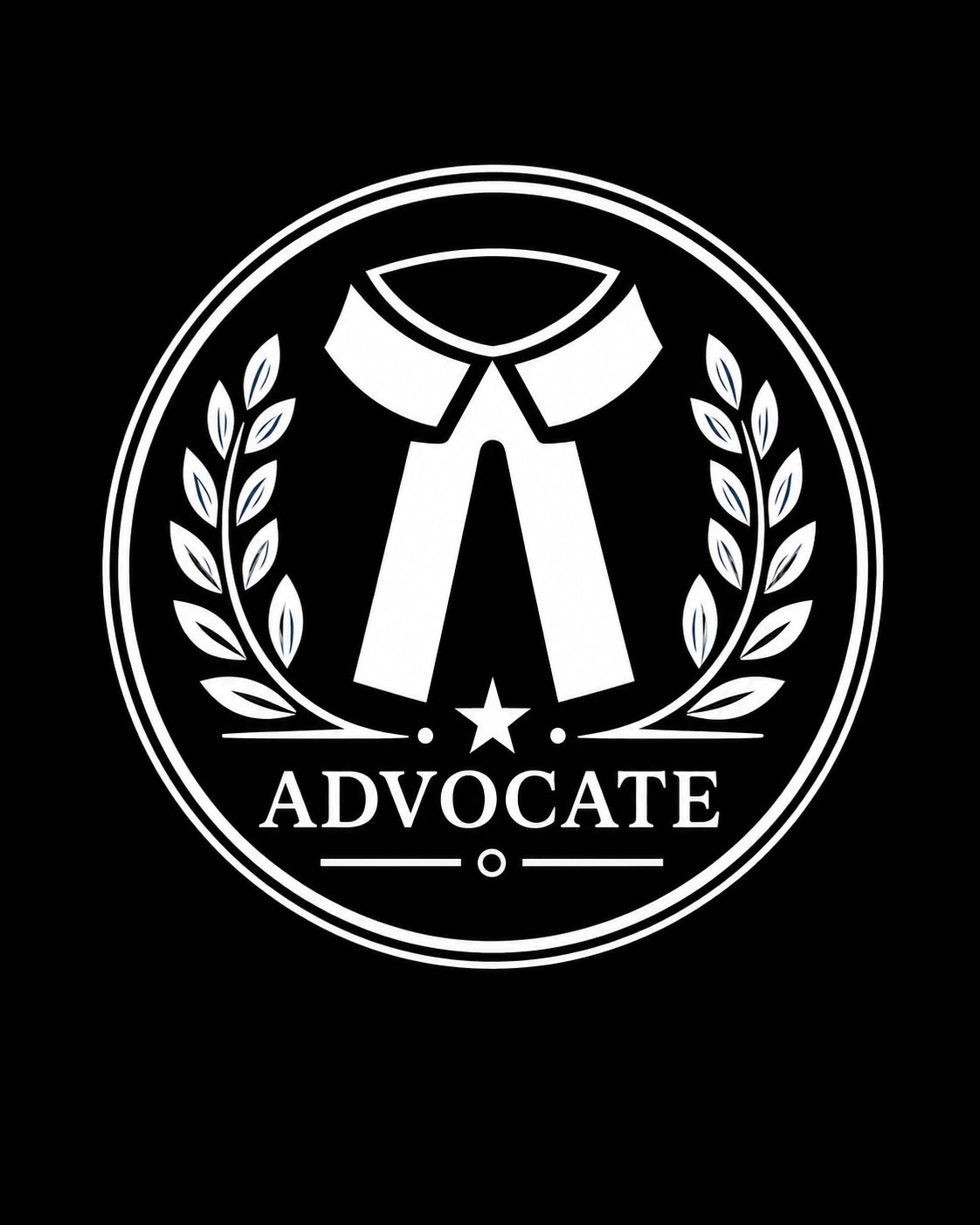 Advocate Logo - Black Round Neck Lawyer T-shirt