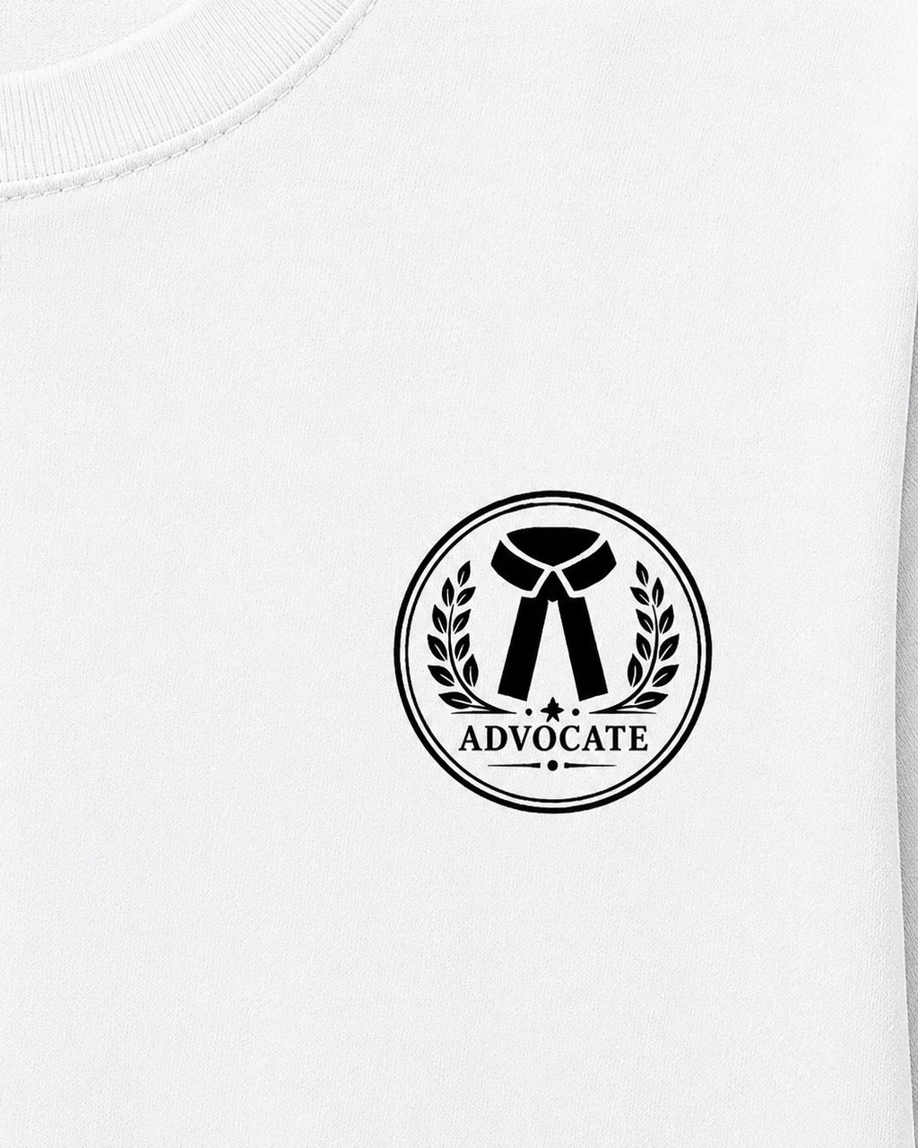 Advocate Logo - White Round Neck Lawyer T-shirt