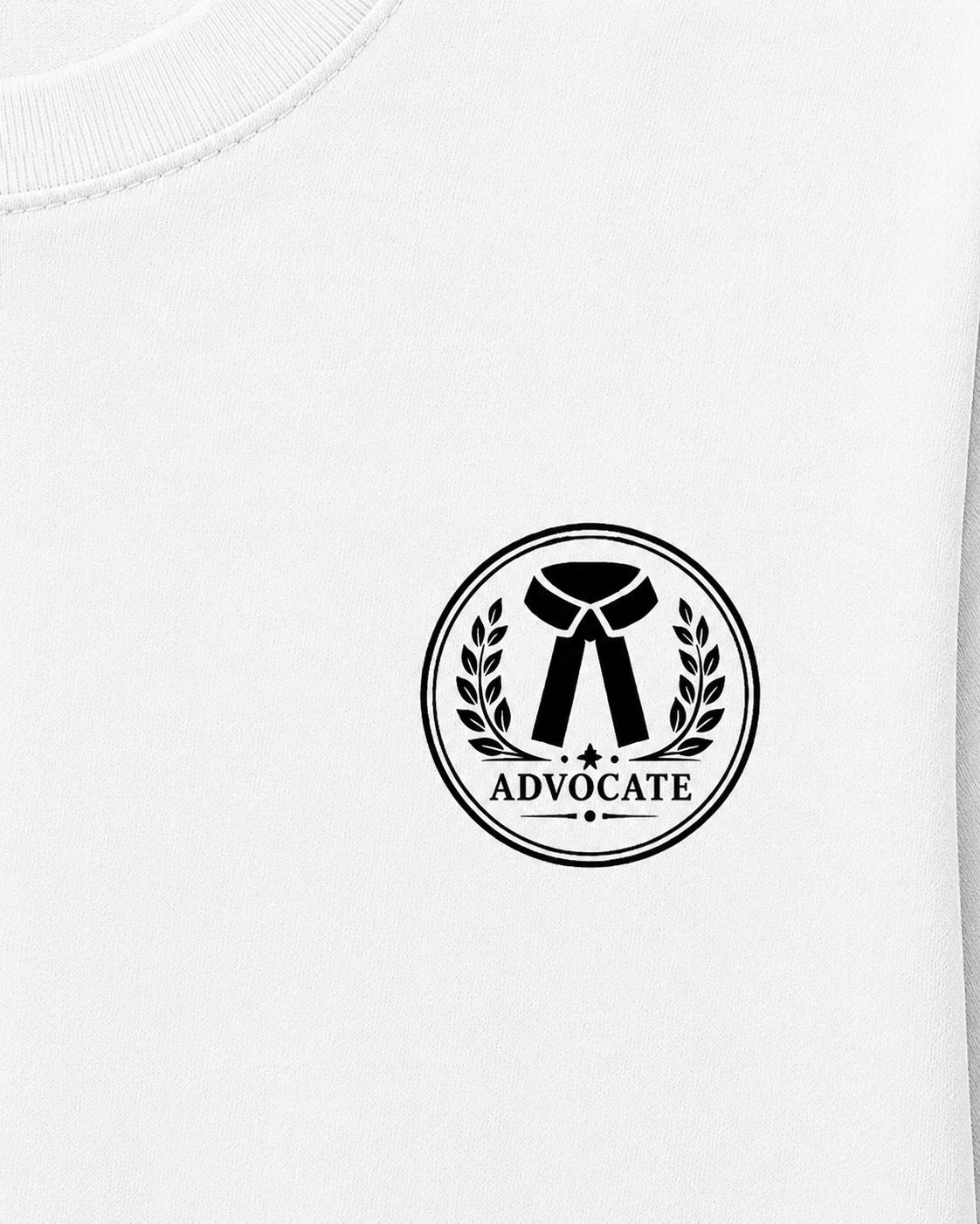 Advocate Logo - White Round Neck Lawyer T-shirt