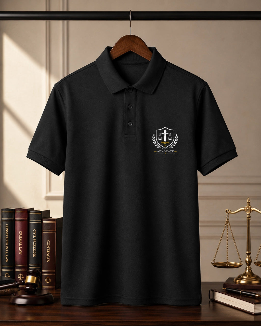 Advocate Logo - Black Polo Neck Lawyer T-shirt