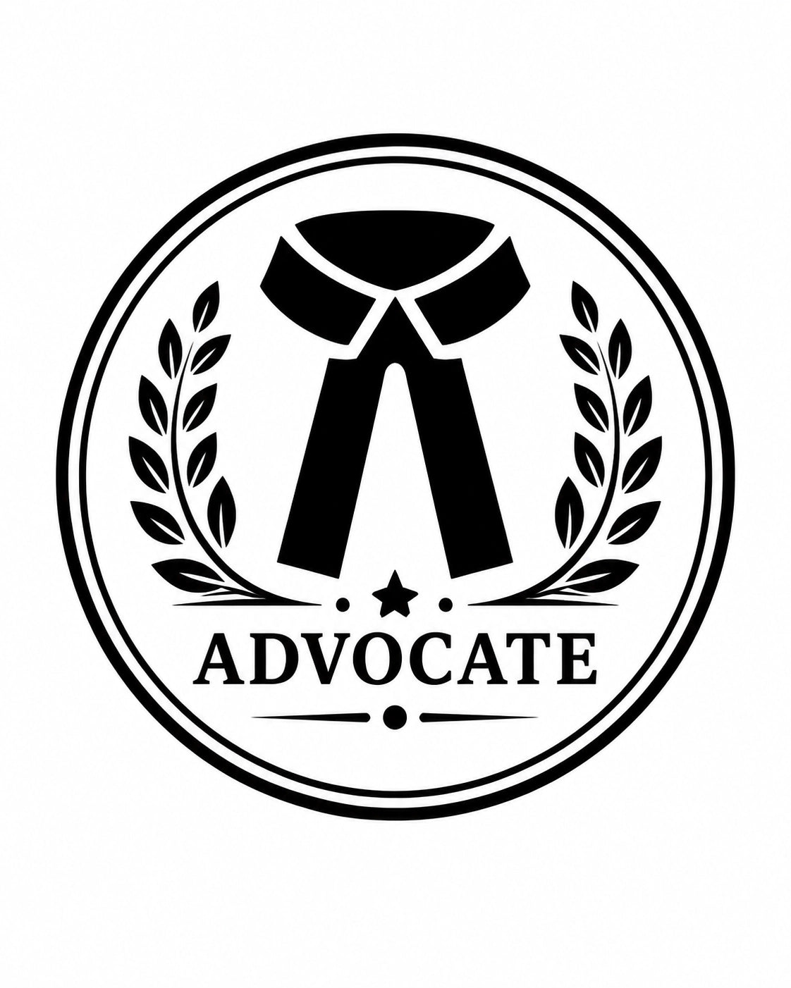 Advocate Logo - White Round Neck Lawyer T-shirt