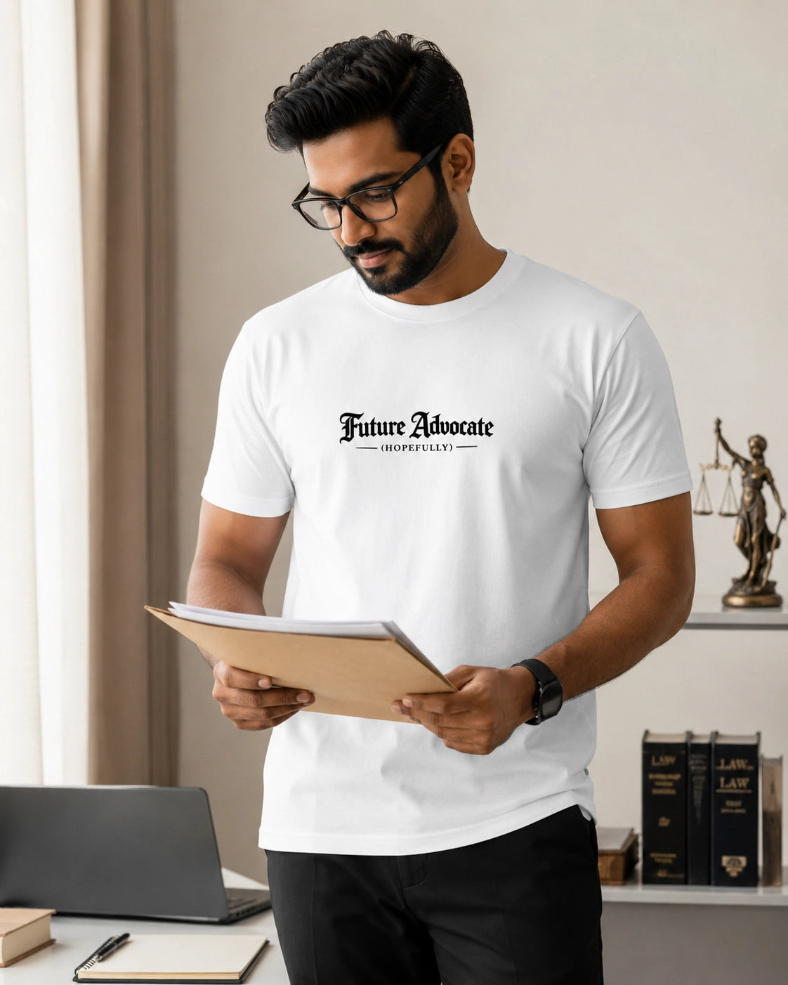 Future Advocate (Hopefully) - White Round Neck Law Student T-shirt