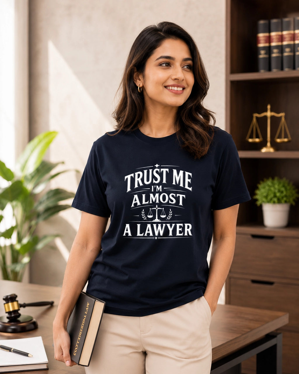 Trust Me I'm Almost A Lawyer - Navy Blue Round Neck Law Student T-shirt