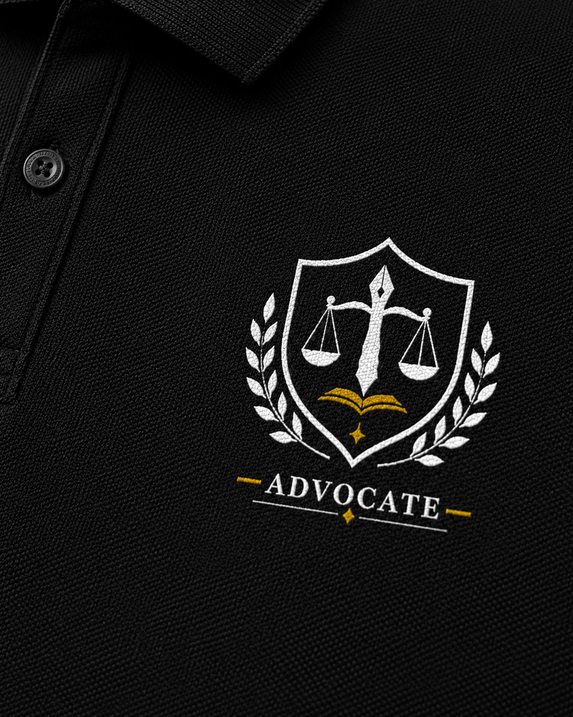 Advocate Logo - Black Polo Neck Lawyer T-shirt