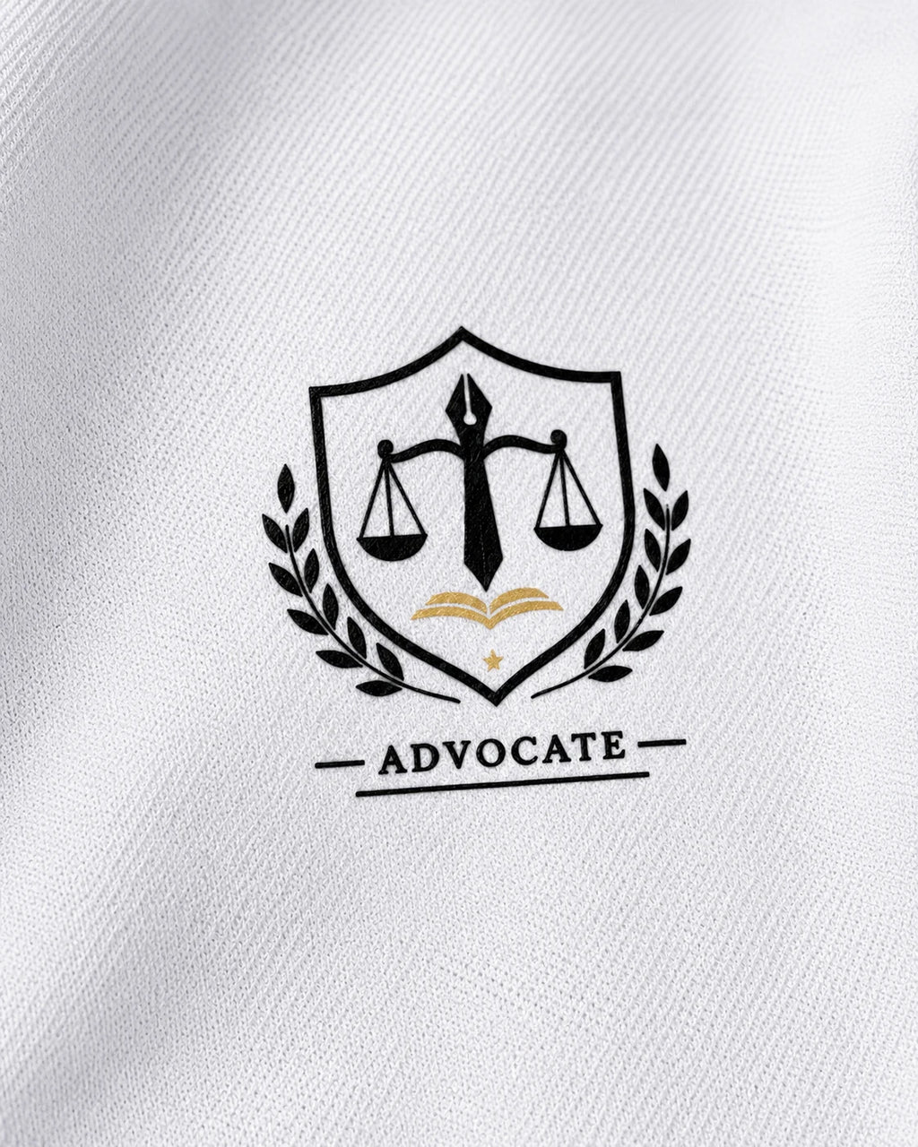 Advocate Logo - White Polo Neck Lawyer T-shirt