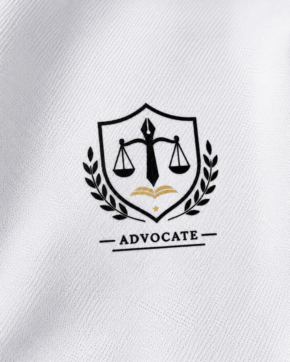 Advocate Logo - White Polo Neck Lawyer T-shirt