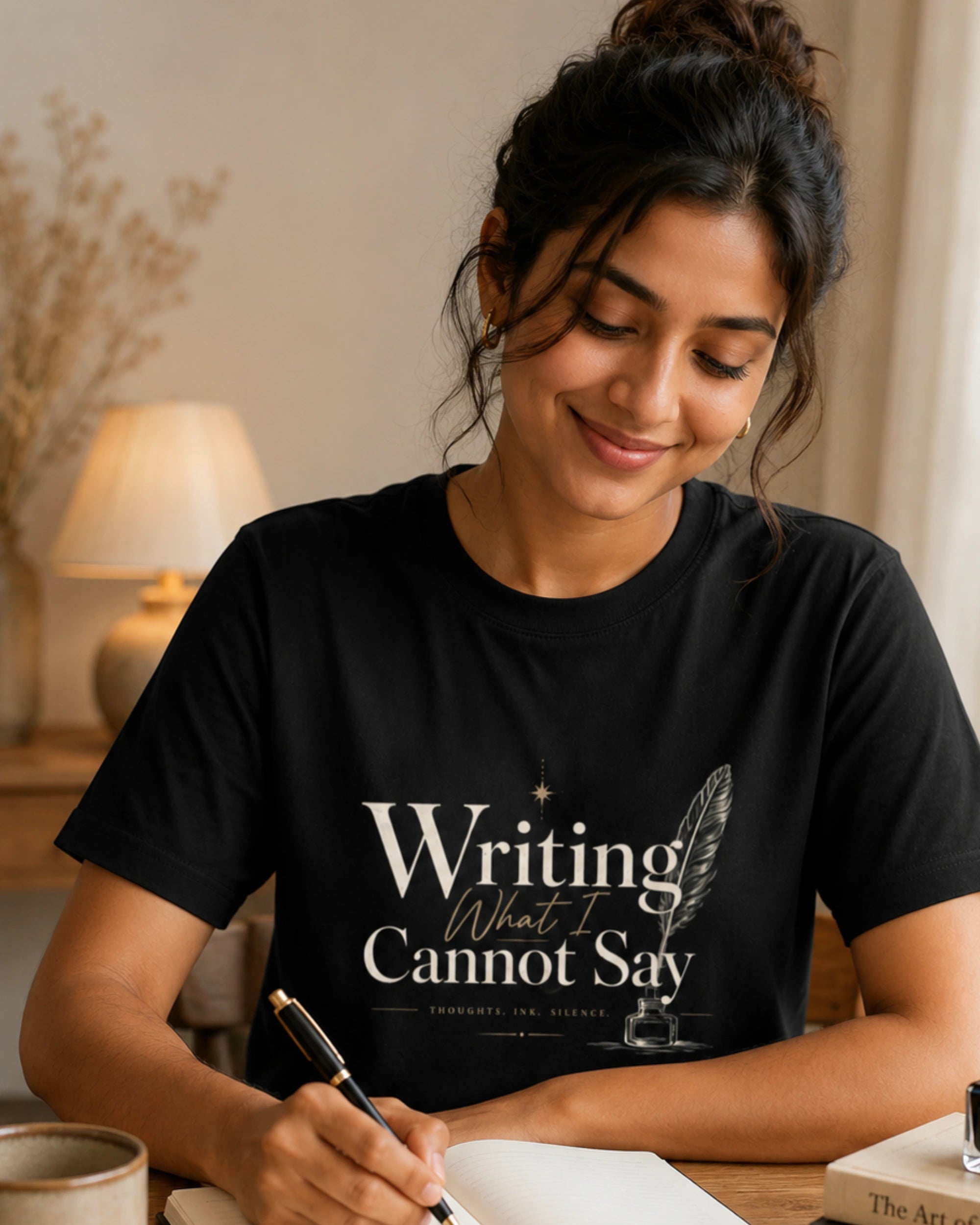Writing What I Cannot Say - Black Round Neck Writer T-shirt