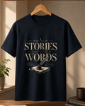 Mind Full Of Stories Heart Full Of Words - Navy Blue Round Neck Writer T-shirt