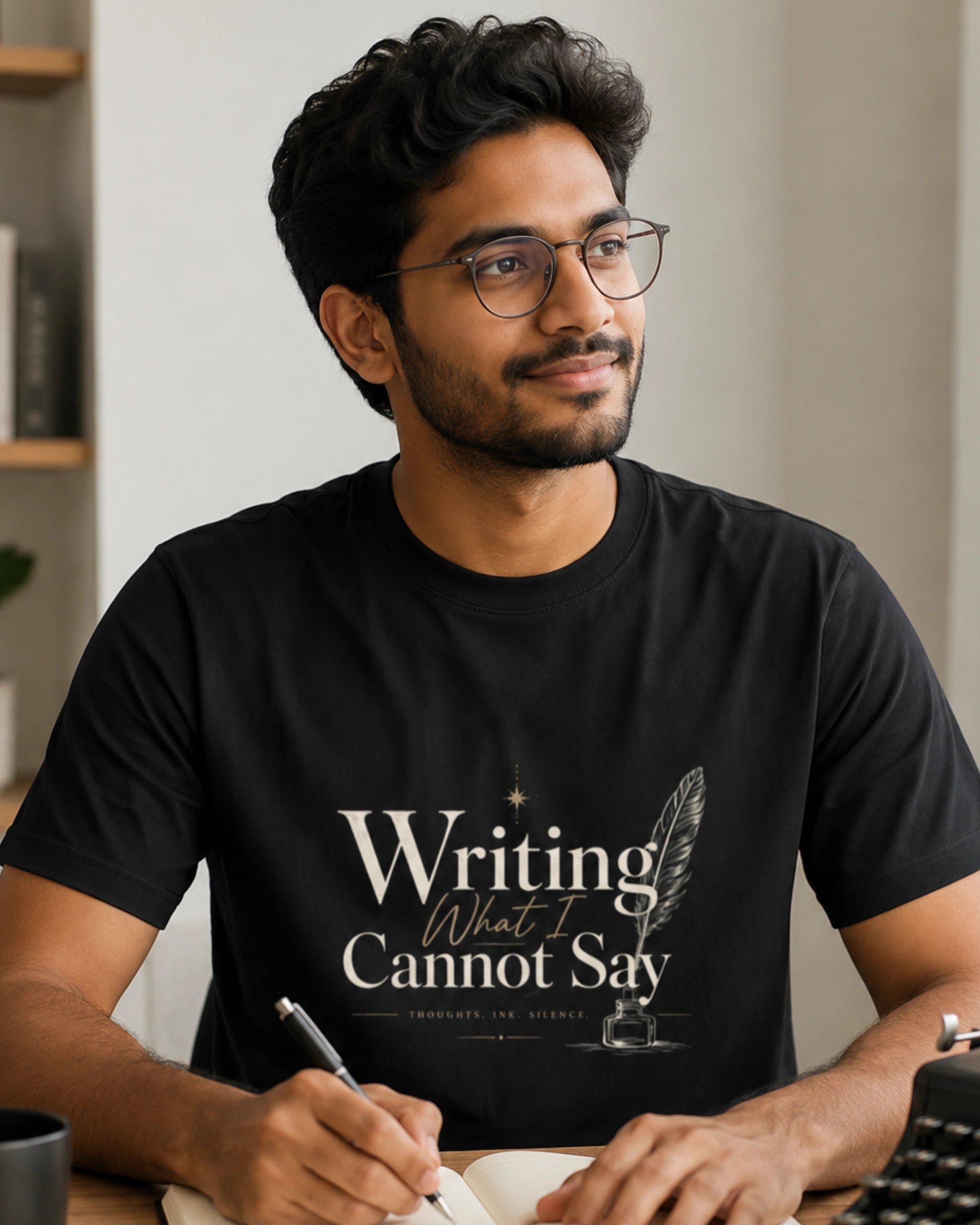 Writing What I Cannot Say - Black Round Neck Writer T-shirt