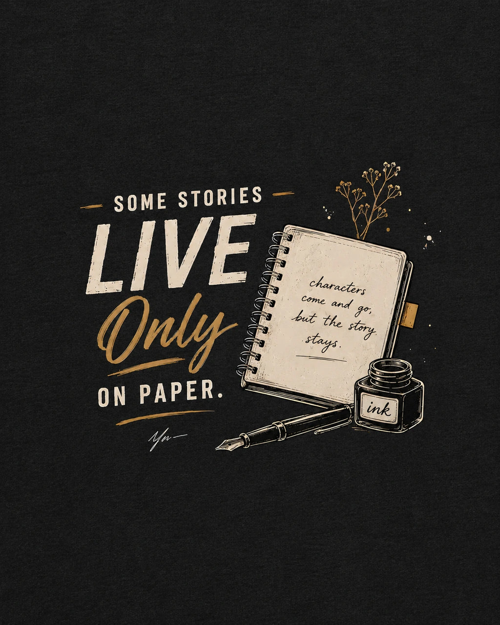 Some Stories Live Only On Paper – Writer T-Shirt (Black Melange)